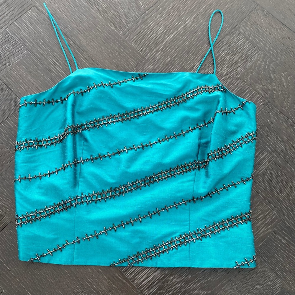 Stunning Ann Taylor Silk Turquoise Beaded top